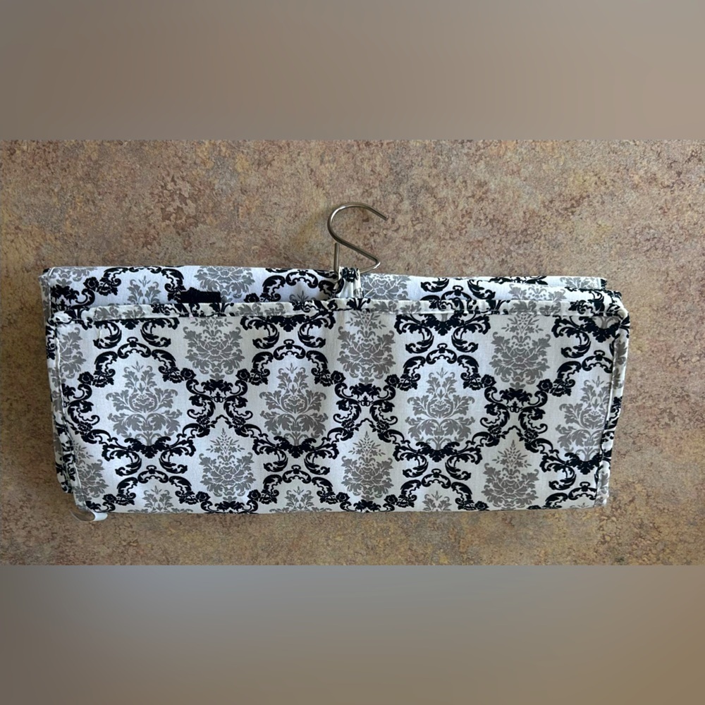 Laura Ashley large toiletry hanging travel pack in black and white design - Picture 4 of 8